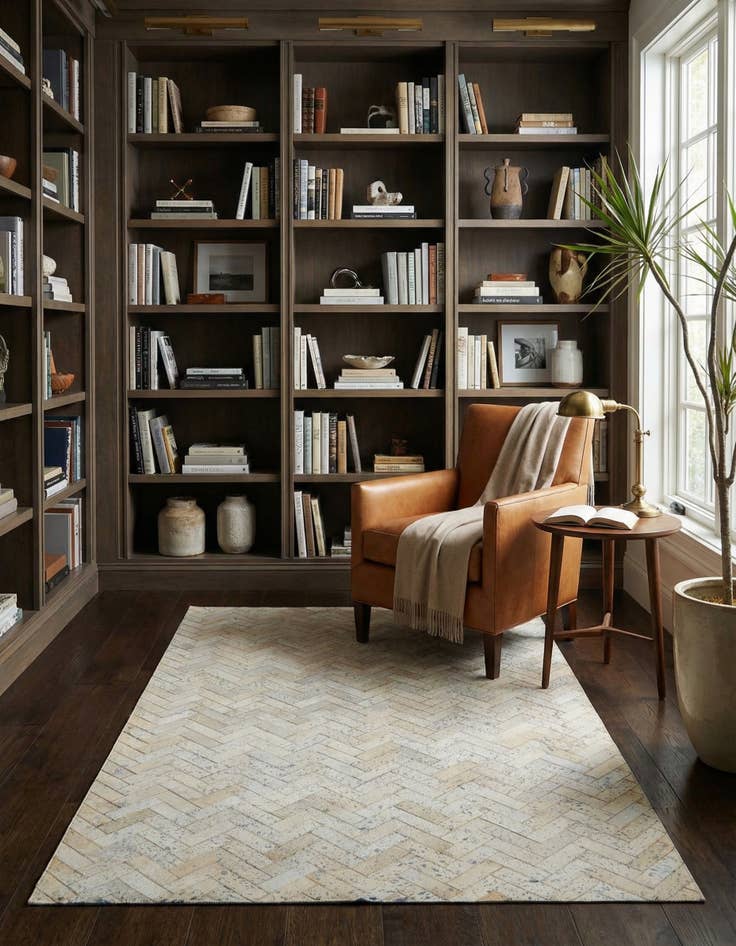 Detail image of 5' x 7' 10 Cowhide Leather Rug