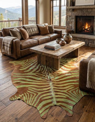 6' 6 x 6' 10 Cowhide Leather Freeform Rug