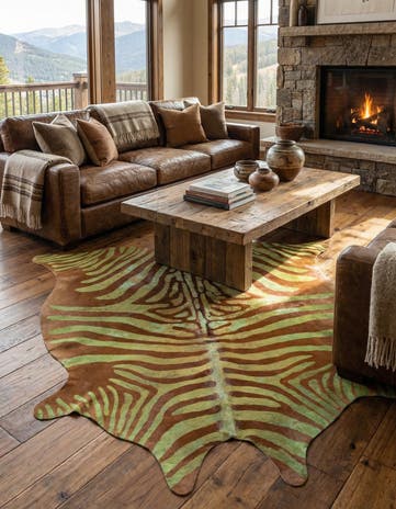 6' 6 x 6' 10 Cowhide Leather Freeform Rug