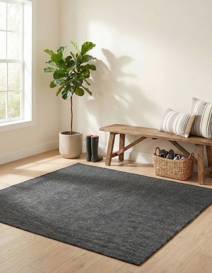 Detail image of 5' 3 x 5' 3  Washable Solid Indoor / Outdoor Square Rug