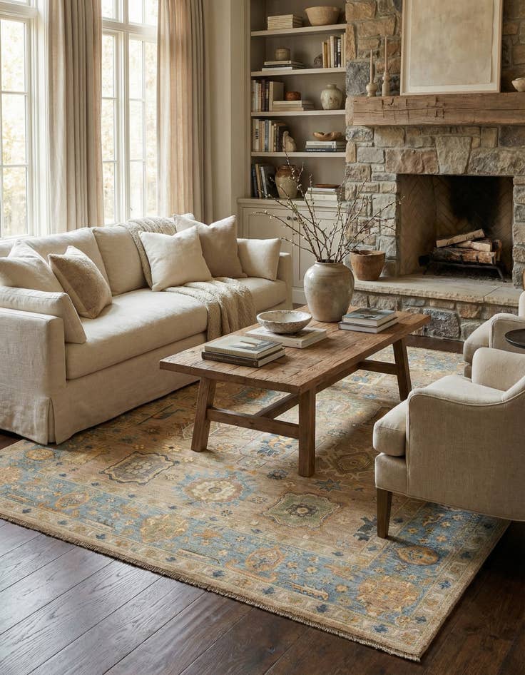 Detail image of  7' 11 x 9' 5  Hand Knotted Oushak Rug