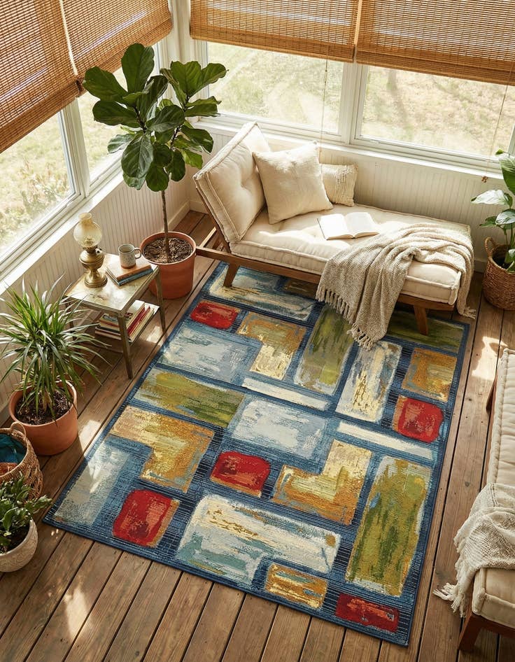 Detail image of 4' x 6'  Washable Modern Indoor / Outdoor Rug