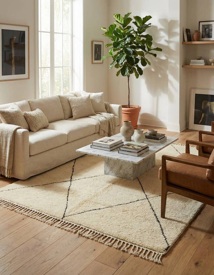 Detail image of 7' x 9' 9  Hand Knotted Moroccan Wool Rug