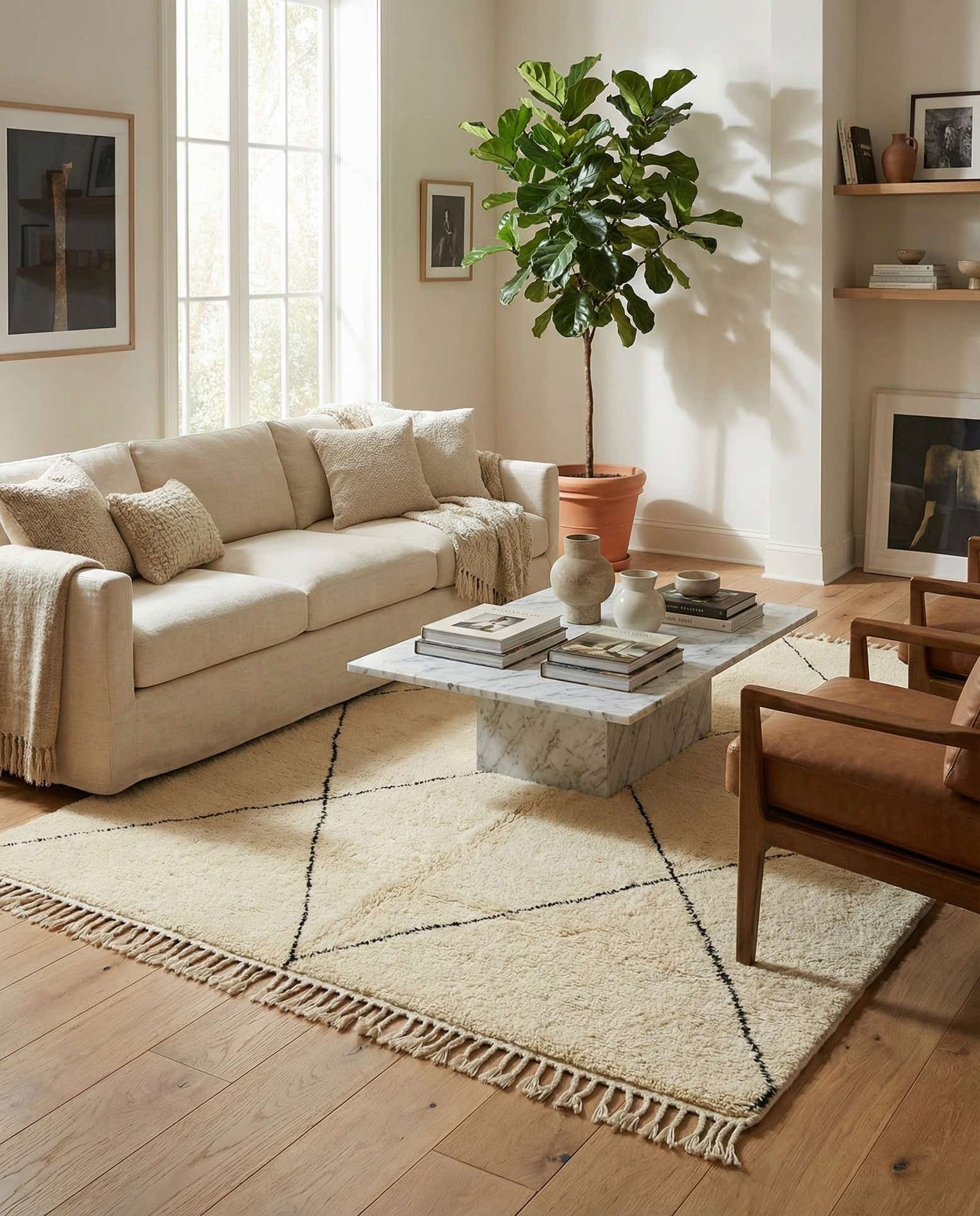 7' x 9' 9 Hand Knotted Moroccan Wool Rug