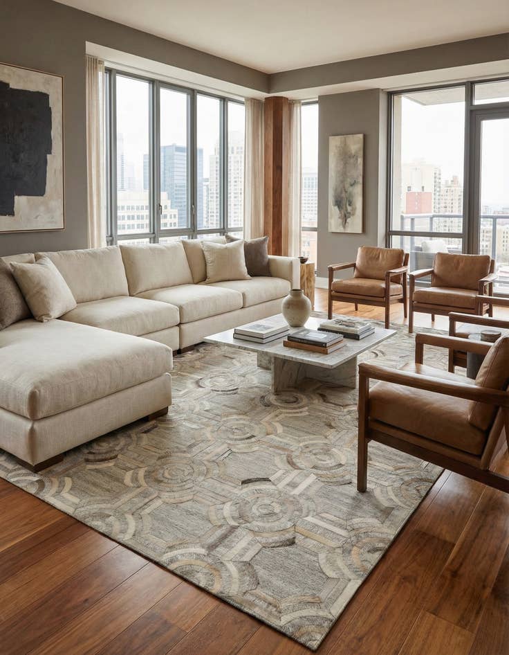 Detail image of  5' 2 x 7' 9 Cowhide - Patchwork Rug