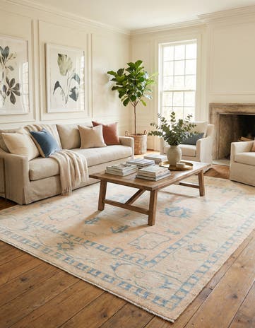 8' 1 x 10' 3 Hand Knotted Oushak Wool Rug