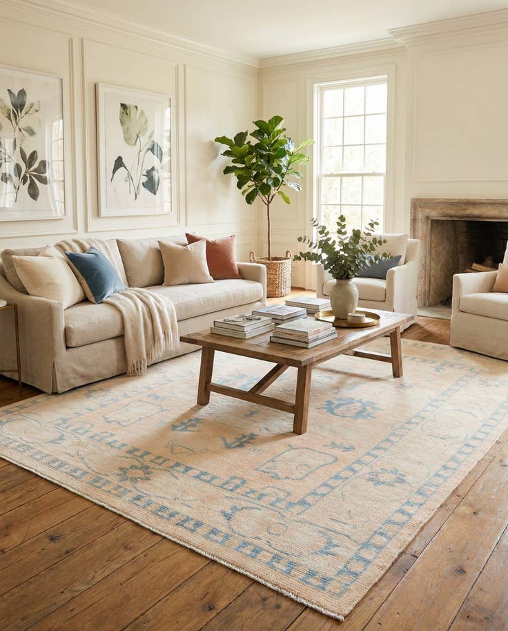 Detail image of 8' 1 x 10' 3 Hand Knotted Oushak Wool Rug