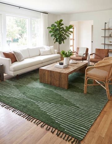 Green Hand Woven Chindi Cotton Rug