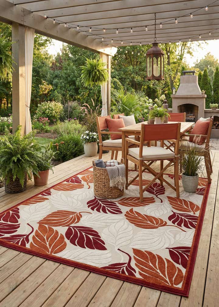 9' x 12' 2 Easy-Clean Botanical Indoor / Outdoor Rug