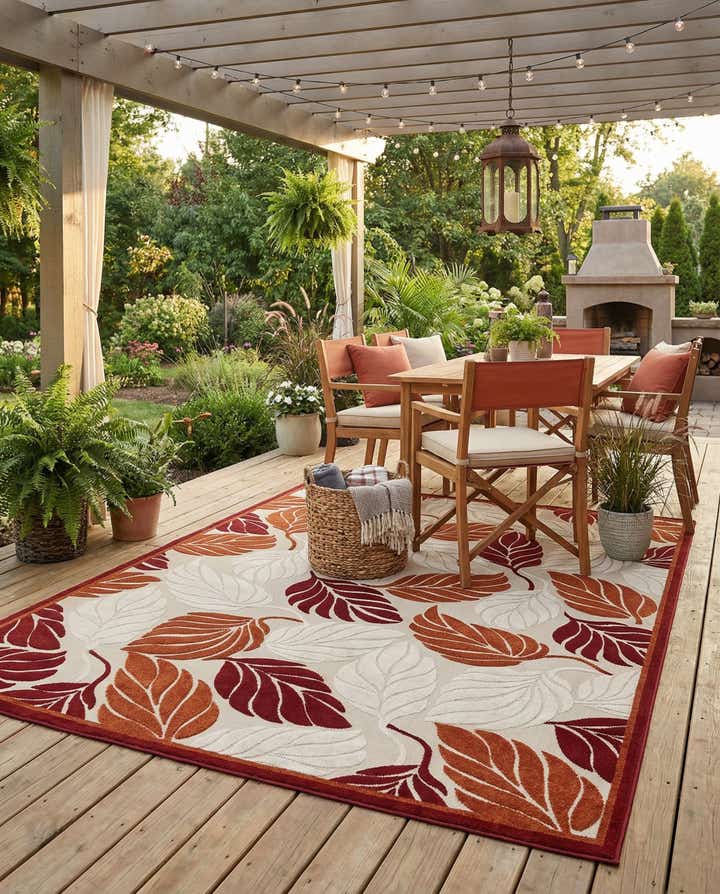9' x 12' 2 Easy-Clean Botanical Indoor / Outdoor Rug