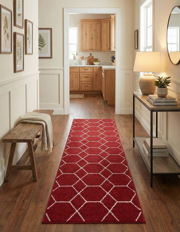 Detail image of  2' x 9' Lattice Frieze Runner Rug