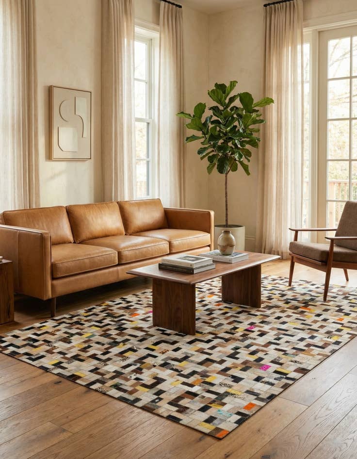 Detail image of 5' 3 x 8' Cowhide - Patchwork Rug