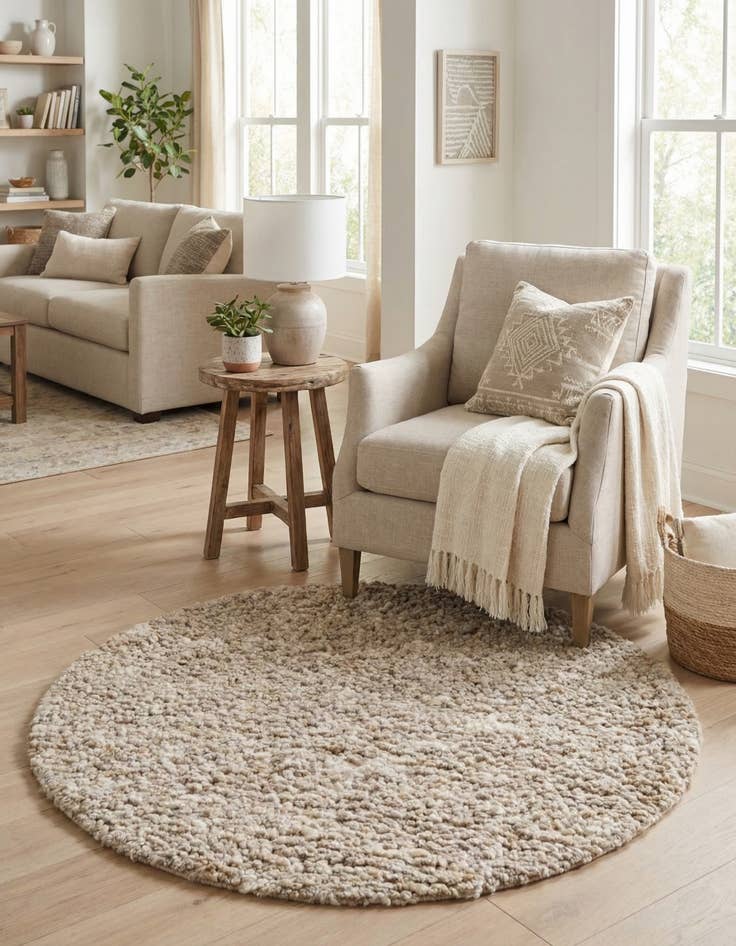 Detail image of 3' 1 x 3' 1  Hand Woven Haka Deluxe Shag Round Rug