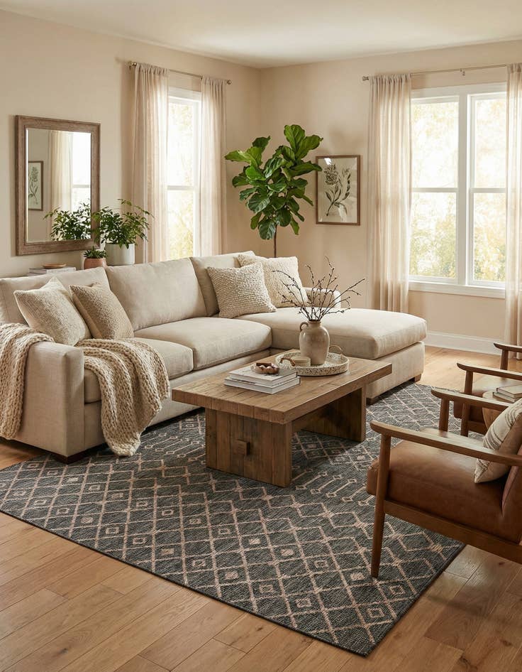 Detail image of 10' x 13'  Washable Trellis Indoor / Outdoor Rug