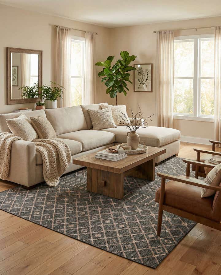 10' x 13' Easy-Clean Lattice Indoor / Outdoor Rug