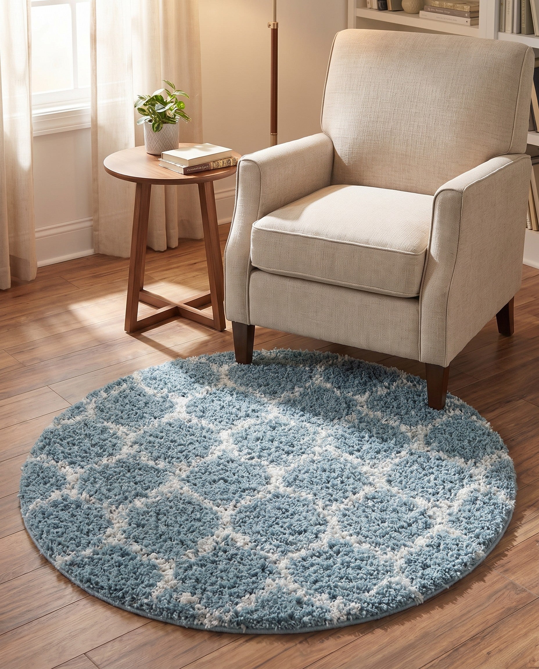 3' 3 x 3' 3 Lattice Shag Round Rug