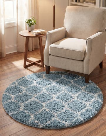 3' 3 x 3' 3 Lattice Shag Round Rug