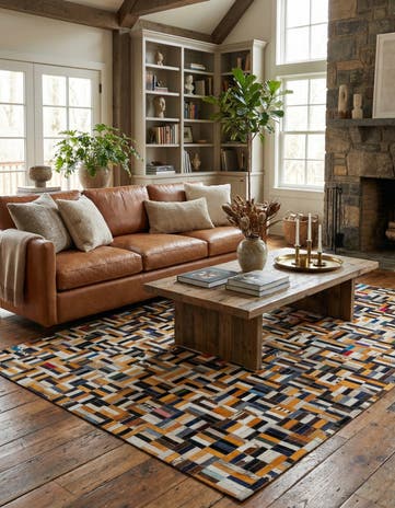5' 1 x 8' Cowhide - Patchwork Rug
