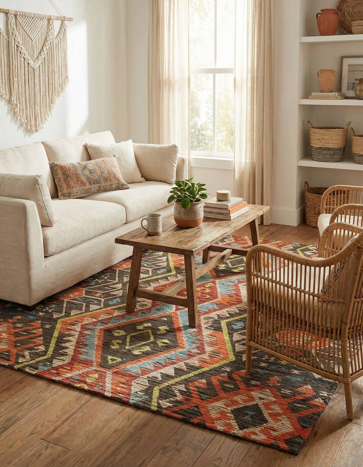 Detail image of 7' 10 x 7' 10 Chenille Jute Square Rug