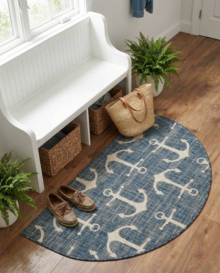 Detail image of 2' 7 x 4' Easy-Clean Coastal Indoor / Outdoor Hearth Rug
