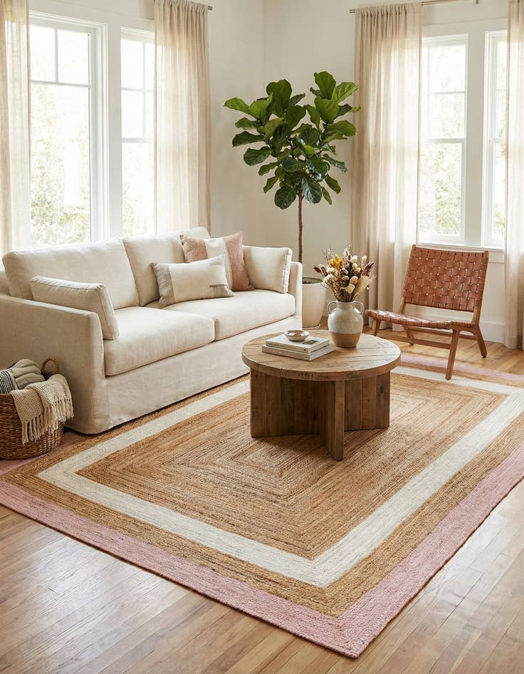 Detail image of 9' x 12'  Hand Braided Jute Rug