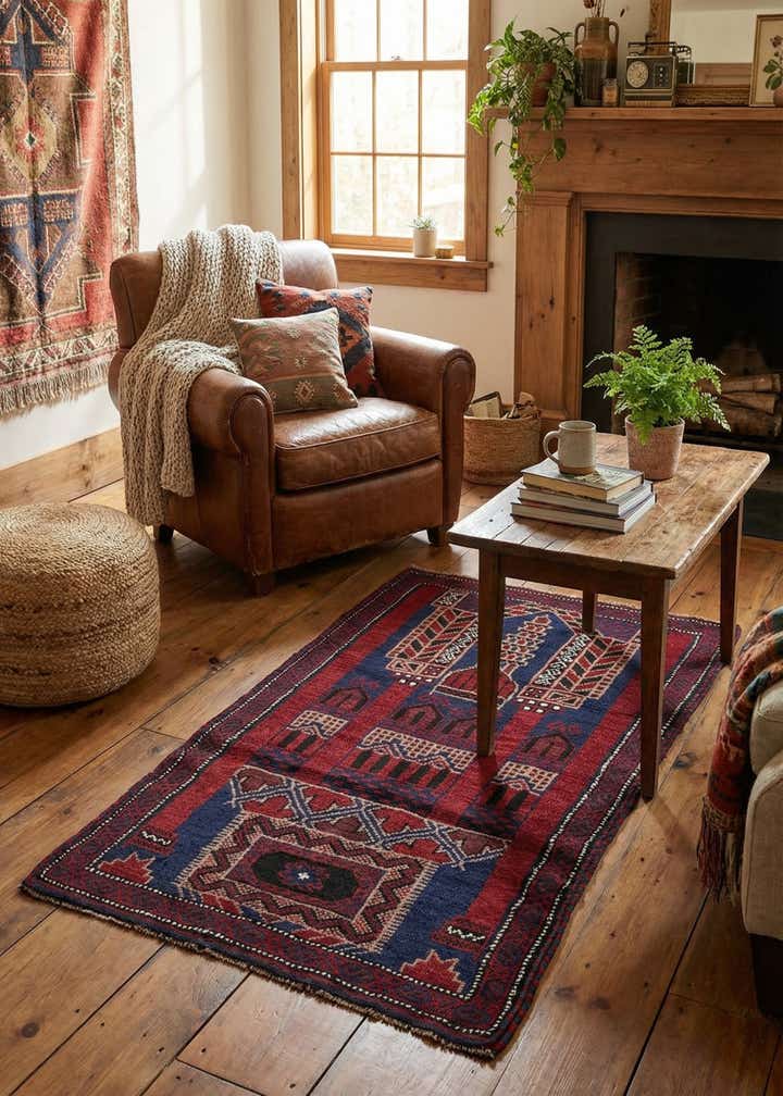 2' 9 x 4' 9 Hand Knotted Balouch Persian Wool Rug