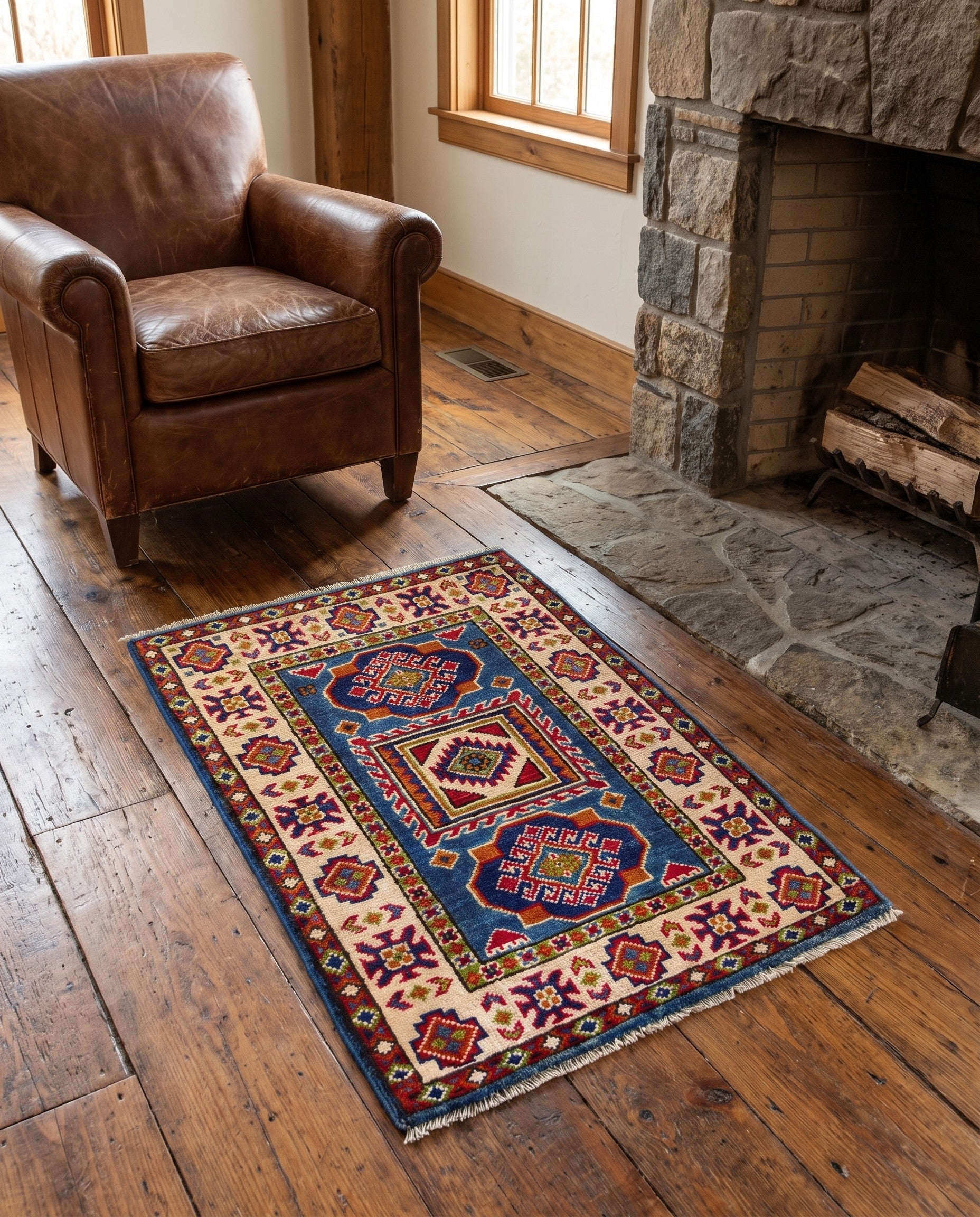 2' x 3' Hand Knotted Kazak Rug