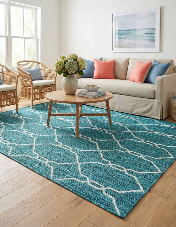 Detail image of 4' x 6'  Washable Trellis Indoor / Outdoor Rug