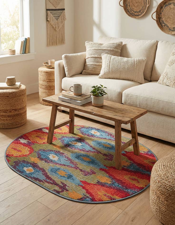 Detail image of 2' 2 x 3'  Washable Modern Indoor / Outdoor Oval Rug
