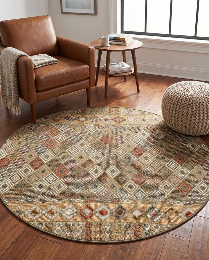 5' 3 x 5' 3 Easy-Clean Baja Indoor / Outdoor Round Rug