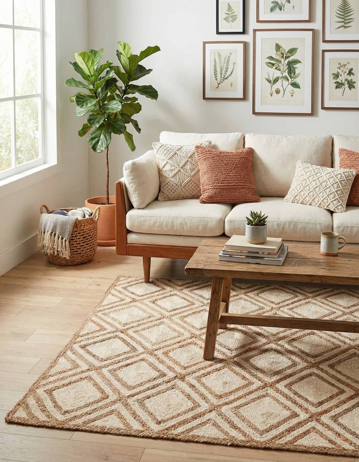 Detail image of 6' 1 x 9'  Hand Braided Jute Rug