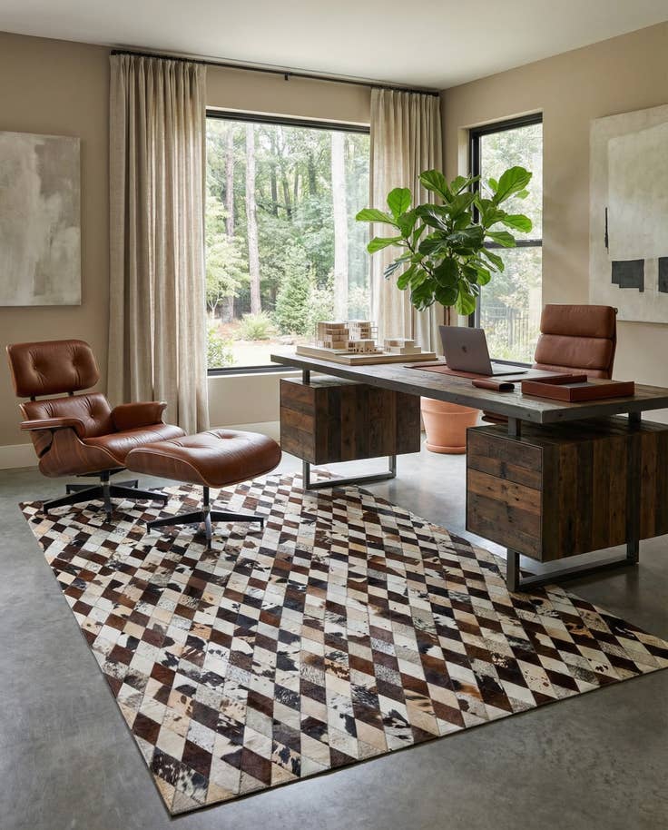 Detail image of 6' 7 x 9' 11 Cowhide Stocks Rug