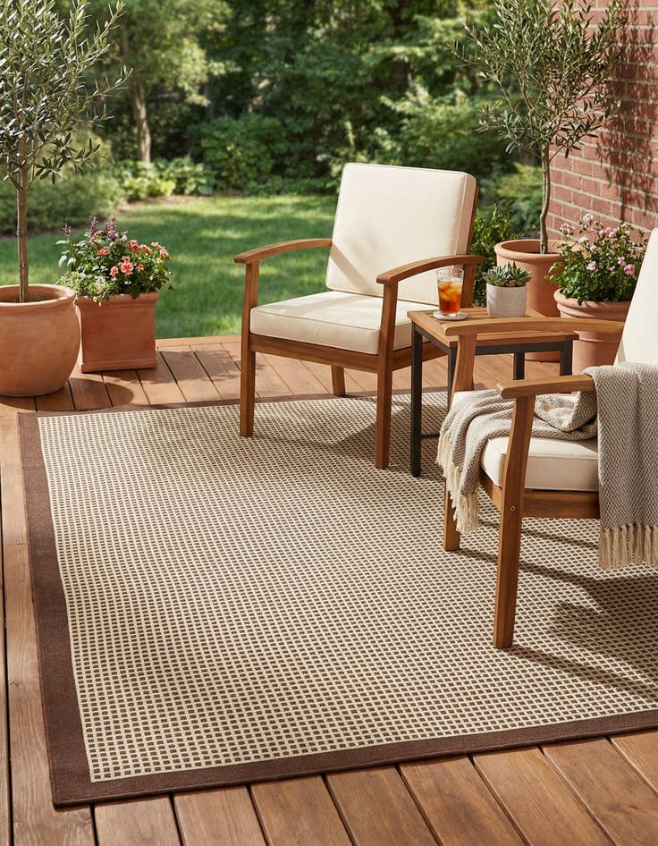 Detail image of 5' x 8'  Washable Border Indoor / Outdoor Rug