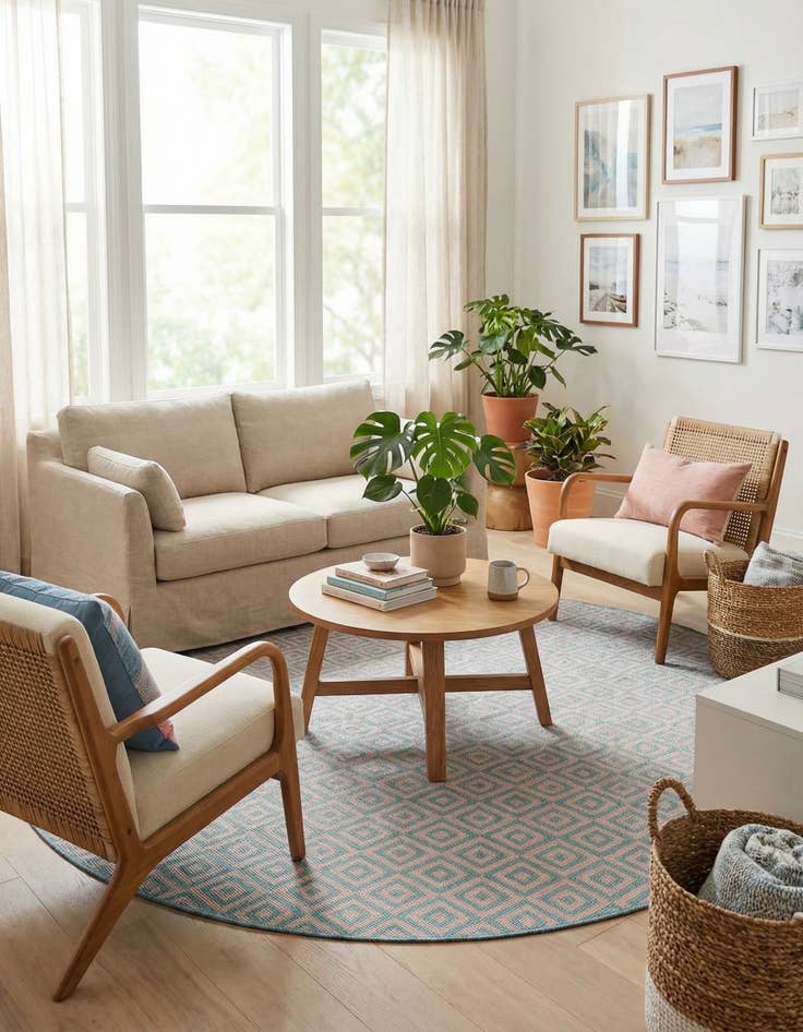 Detail image of 7' x 7' Easy-Clean Jill Zarin Costa Rica Indoor / Outdoor Round Rug