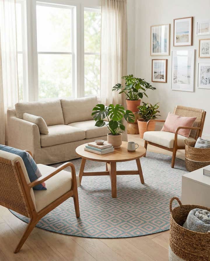 7' x 7' Easy-Clean Jill Zarin Costa Rica Indoor / Outdoor Round Rug
