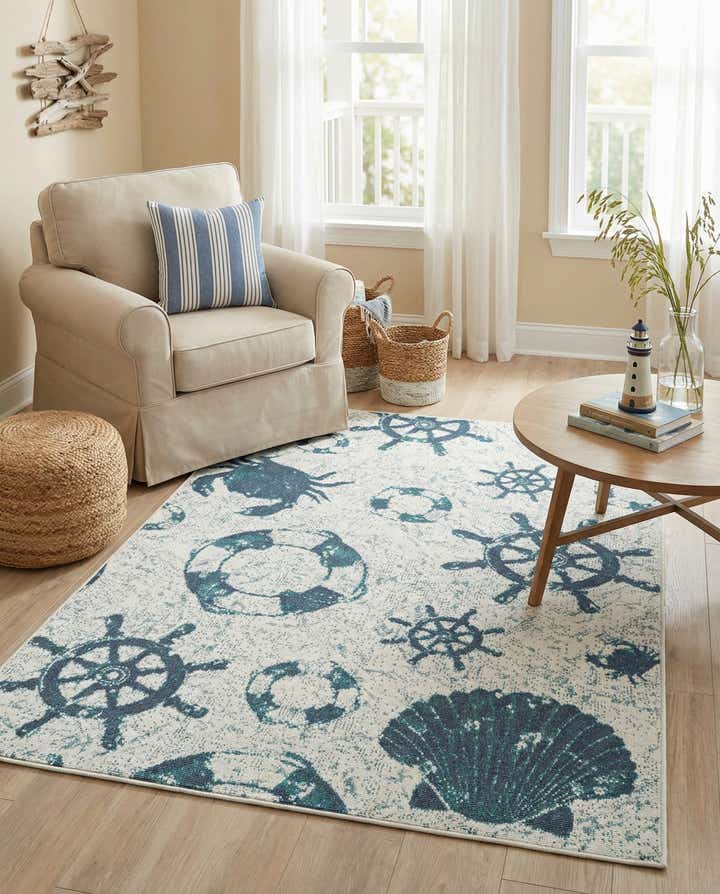 4' x 6' Easy-Clean Coastal Indoor / Outdoor Rug