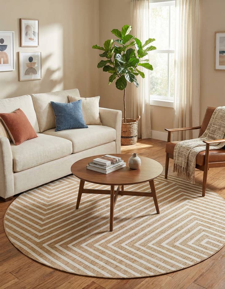 Detail image of  6' x 6'  Washable Modern Indoor / Outdoor Round Rug