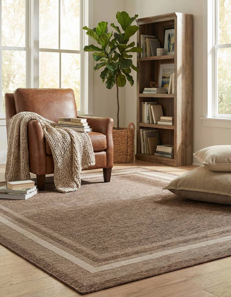 Detail image of 13' x 13'  Washable Border Indoor / Outdoor Square Rug