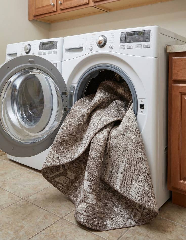 Detail image of 7' 10 x 7' 10  Washable Bohemian Indoor / Outdoor Round Rug