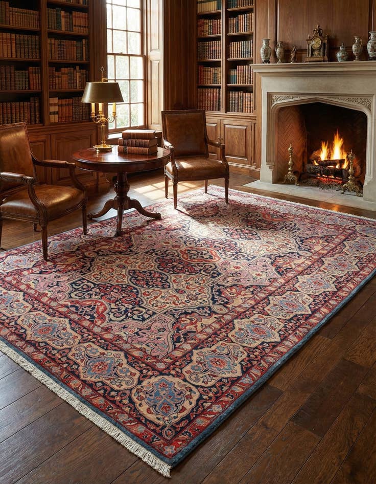 Detail image of 4' 5 x 6' 6  Hand Knotted Kashan Persian Rug