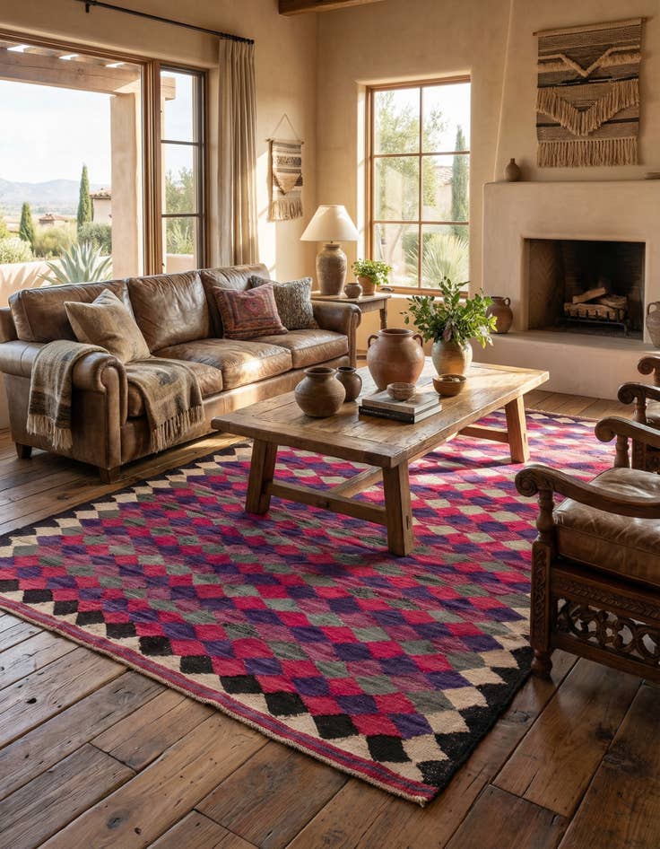 Detail image of 4' 8 x 7' 8  Hand Woven Kilim Fars Wool Rug