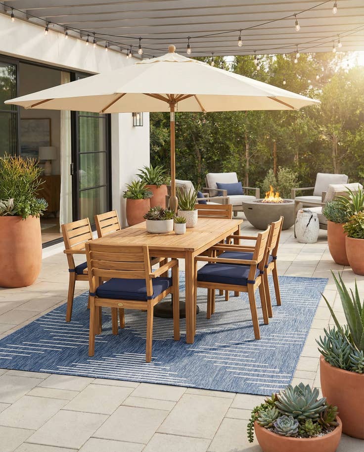 Detail image of 7' x 10' Easy-Clean Modern Indoor / Outdoor Rug