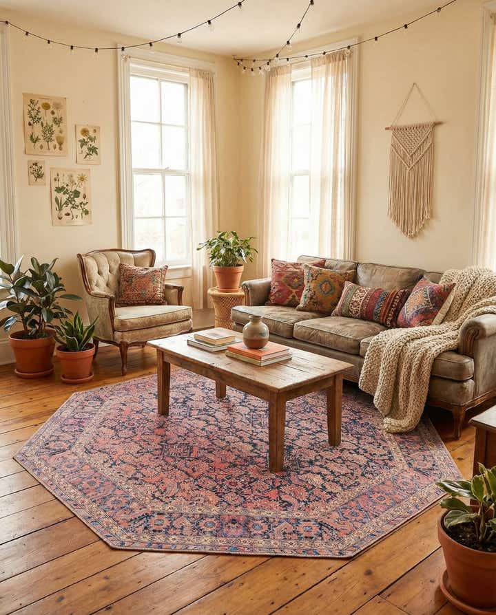 7' 6 x 7' 6 Washable Timeless Octagon Rug