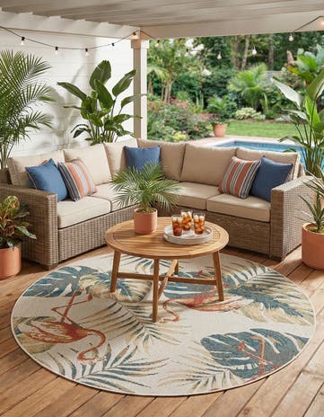 7' 10 x 7' 10 Easy-Clean Baja Indoor / Outdoor Round Rug