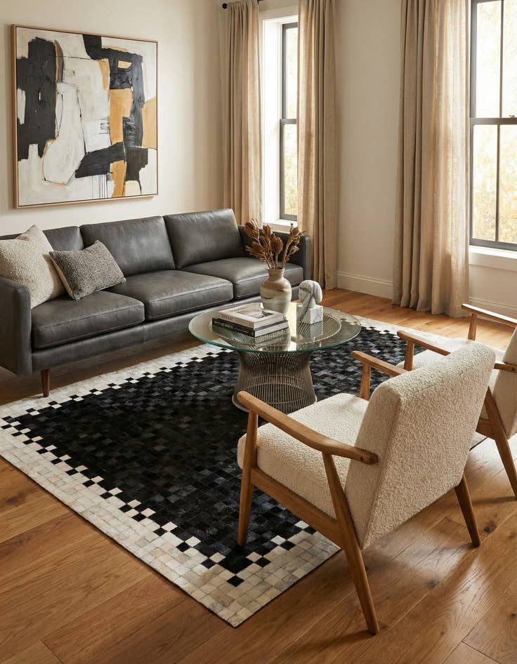 Detail image of 4' 11 x 7' 10 Cowhide Stocks Rug