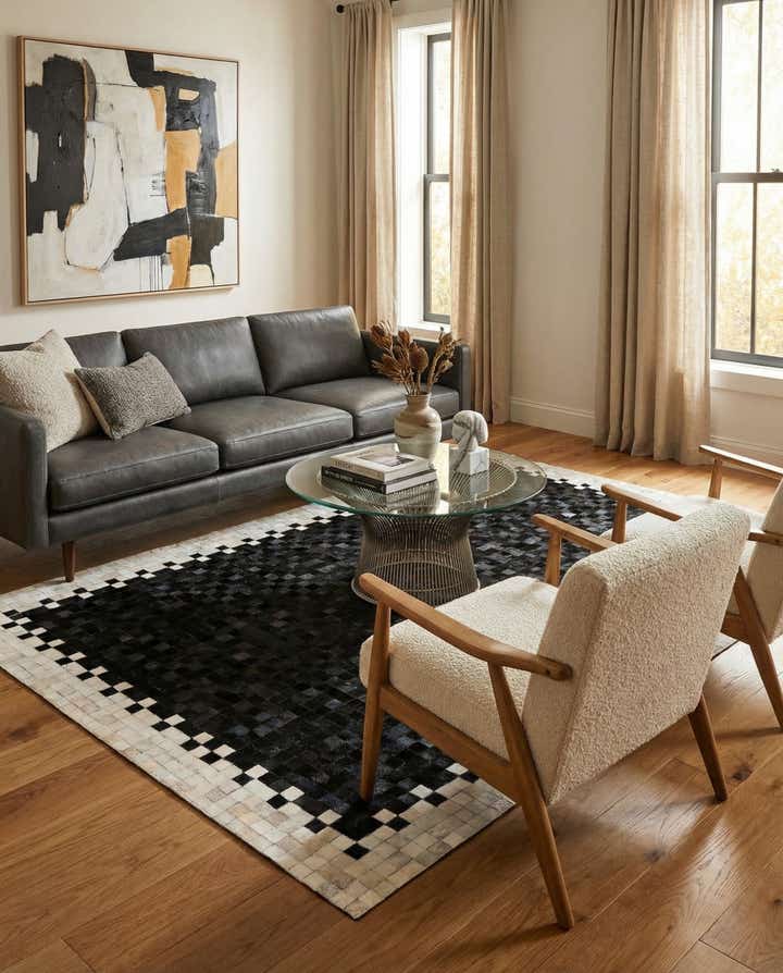 4' 11 x 7' 10 Cowhide Stocks Rug