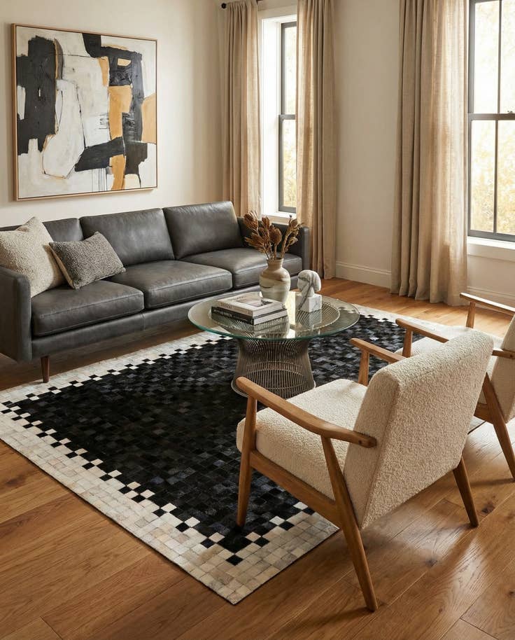 Detail image of 4' 11 x 7' 10 Cowhide Stocks Rug