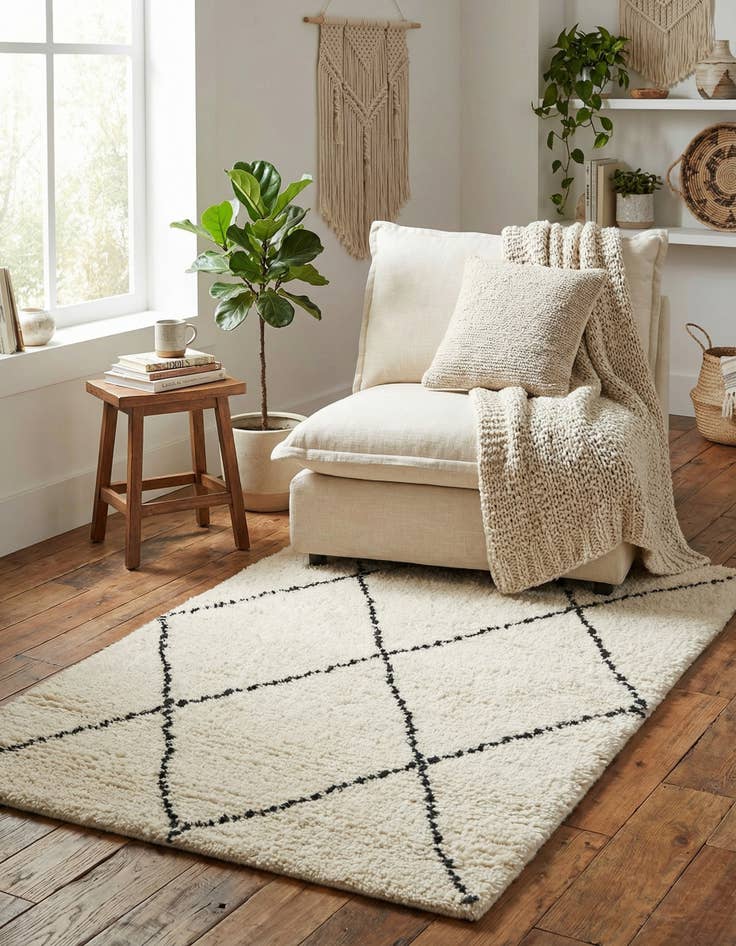 Detail image of 2' x 3' 1  Hand Knotted Safiya Moroccan Wool Rug