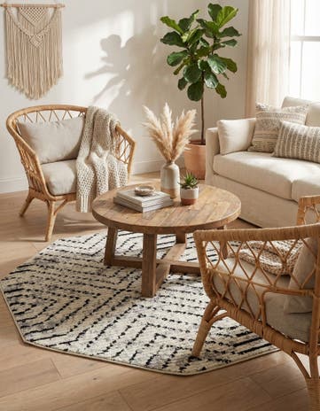 Black and White Tagine Octagon Rug