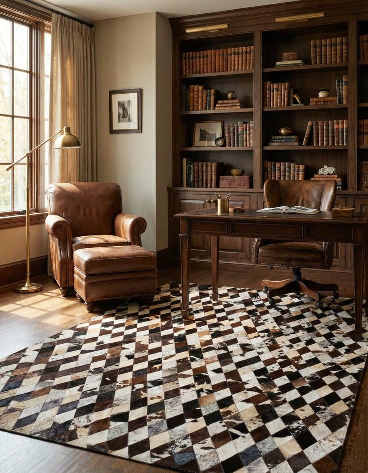 Detail image of  6' 7 x 9' 11 Cowhide Stocks Rug